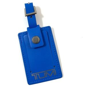 Tumi Luggage ID Hang Tag Briefcase Duffle Tag Travel Leather Blue BRAND NEW